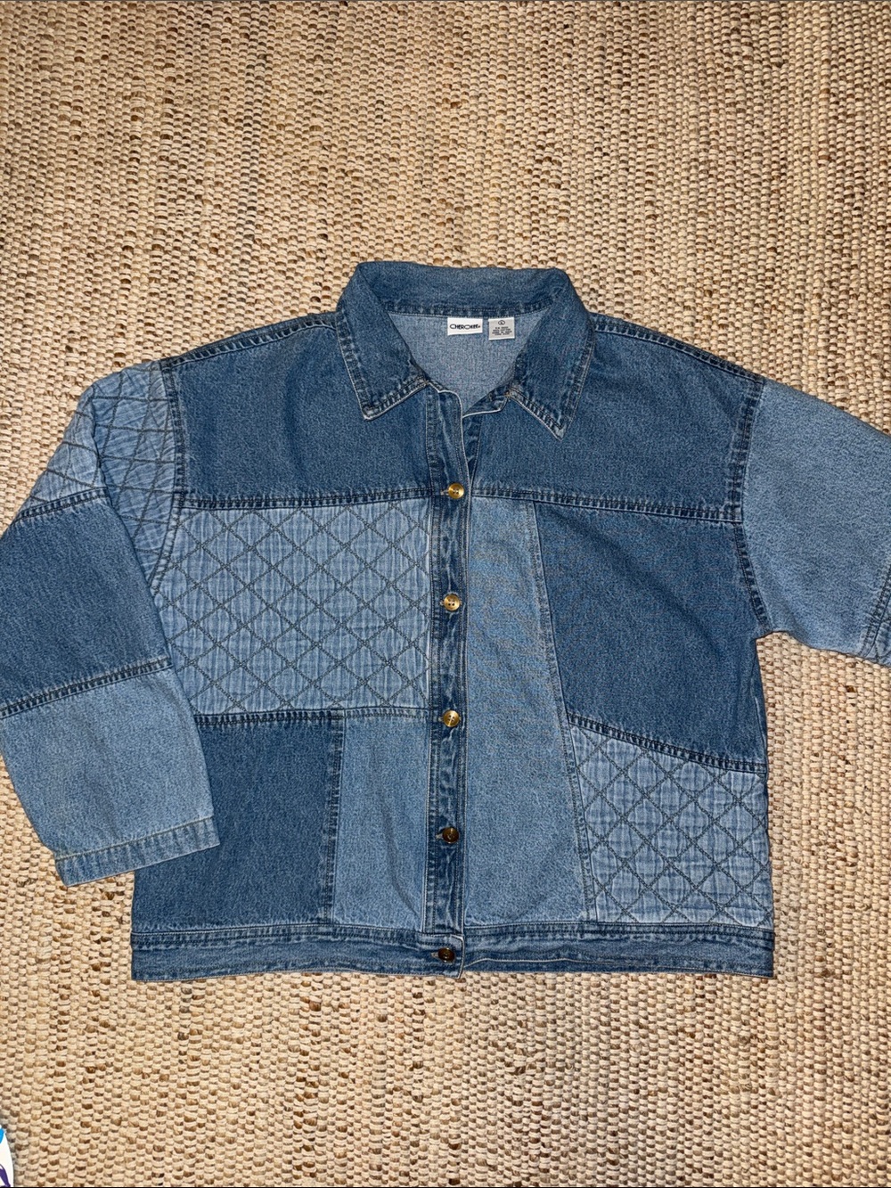 Women’s Vintage Quilted Cherokee Medium Blue Denim Shirt/jacket